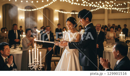結婚披露宴　キャンドルサービス 129901516