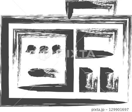 筆書き日用品家電関連の単品アイコン　電子レンジ 129901697