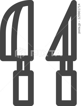 線画日用品家電関連の単品アイコン 包丁 線画日用品家電関連の単品アイコン 包丁 129901714
