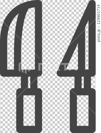 線画日用品家電関連の単品アイコン 包丁 線画日用品家電関連の単品アイコン 包丁 129901714