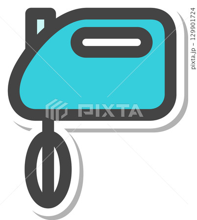 ステッカー日用品家電関連の単品アイコン　泡立て機 129901724