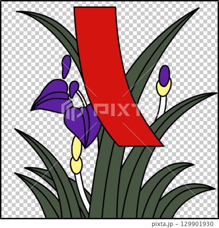 彩色方形花紮－鳶尾花、鳶尾花、五月、紅短、鳶尾花和紅短 129901930