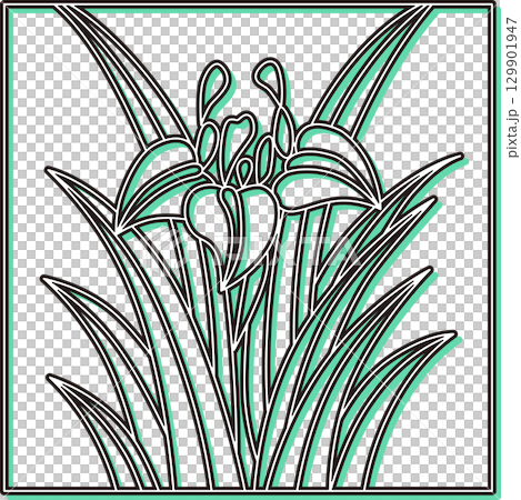 彩色陰影方形花紮 - 鳶尾花、鳶尾花、五月花、鳶尾花滴 彩色陰影方形花紮 - 鳶尾花、鳶尾花、五月花、鳶尾花滴 129901947