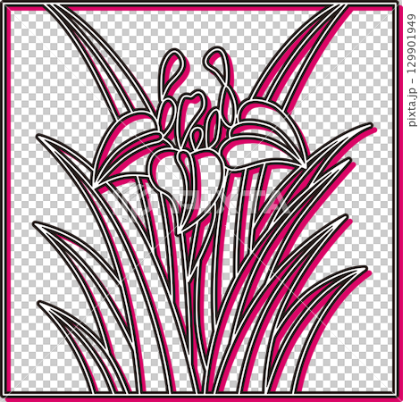 彩色陰影方形花紮 - 鳶尾花、鳶尾花、五月花、鳶尾花滴 129901949