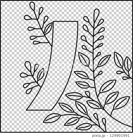 Square line drawing Hanafuda cards - July, bush clover, red shorts, bush clover and red shorts Square line drawing Hanafuda cards - July, bush clover, red shorts, bush clover and red shorts 129901991