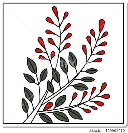 ステッカー正方形花札 文月 萩 7月 萩のカス ステッカー正方形花札 文月 萩 7月 萩のカス 129902010