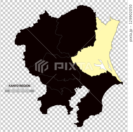 Map of Japan Kanto Region Ibaraki Prefecture with prefectural borders 03 129902050