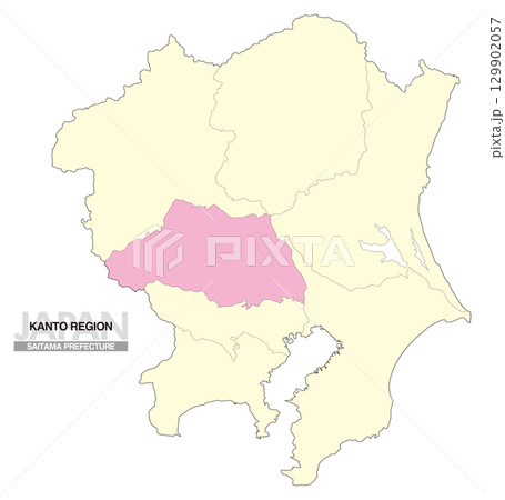 日本地図 関東地方 埼玉県 県境有り 02 129902057