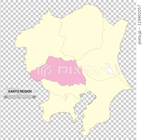 日本地図 関東地方 埼玉県 県境有り 02 129902057