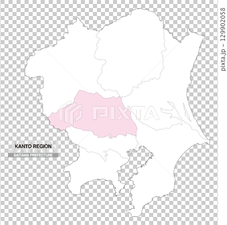 日本地図 関東地方 埼玉県 県境有り 01 129902058
