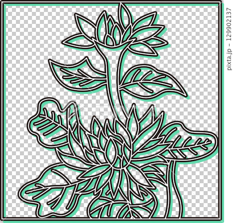 カラーシャドウ正方形花札 長月 菊 9月 菊のカス カラーシャドウ正方形花札 長月 菊 9月 菊のカス 129902137