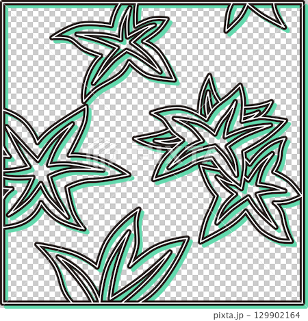 彩色陰影方形花札 神無月紅葉 十月紅葉 彩色陰影方形花札 神無月紅葉 十月紅葉 129902164