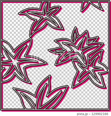 彩色陰影方形花札 神無月紅葉 十月紅葉 129902166