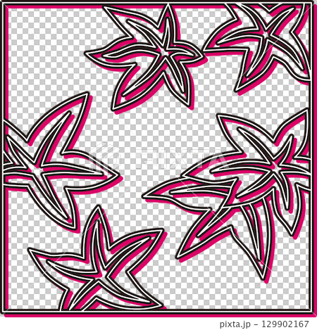 彩色陰影方形花札 神無月紅葉 十月紅葉 彩色陰影方形花札 神無月紅葉 十月紅葉 129902167