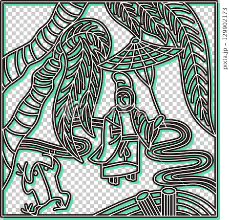 カラーシャドウ正方形花札 霜月 栃 11月 小野道風 栃に小野道風 カラーシャドウ正方形花札 霜月 栃 11月 小野道風 栃に小野道風 129902173