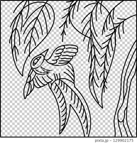 線画正方形花札 霜月 栃 燕 11月 栃に燕 線画正方形花札 霜月 栃 燕 11月 栃に燕 129902175