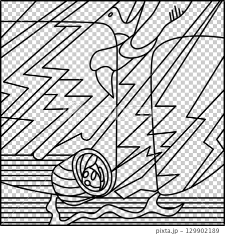 Line drawing square Hanafuda card - Shimotsuki Tochigi November Tochigi scum 129902189