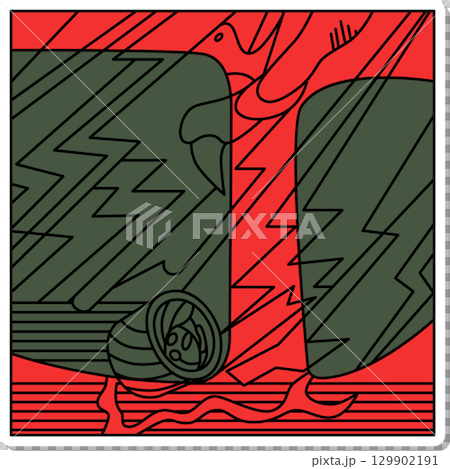 ステッカー正方形花札　霜月　栃　11月　栃のカス 129902191