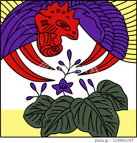 カラー正方形花札　師走　桐　鳳凰　12月　桐に鳳凰 129902197