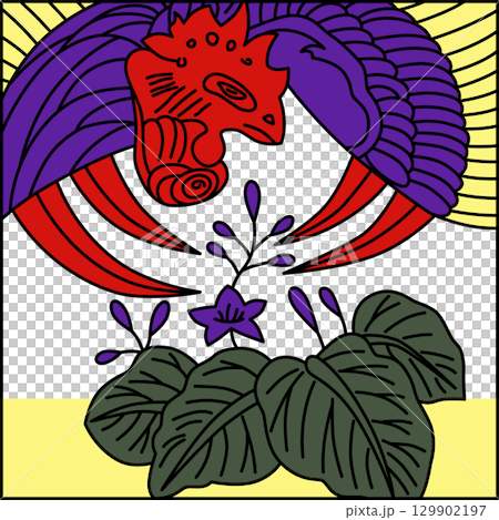 カラー正方形花札　師走　桐　鳳凰　12月　桐に鳳凰 129902197