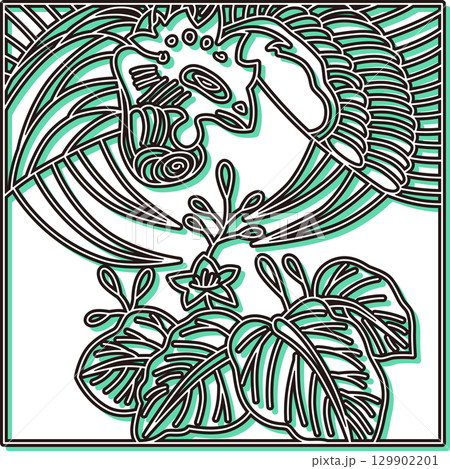 カラーシャドウ正方形花札　師走　桐　鳳凰　12月　桐に鳳凰 129902201