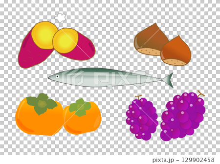 秋の味覚のイラスト 129902458