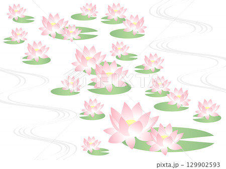 睡蓮アイコンセット、イラスト、かわいい、ピンク 129902593