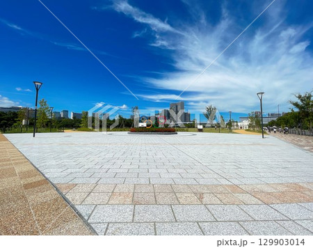 夏の青空が広がる公園 夏の青空が広がる公園 129903014