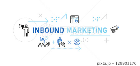 inbound marketing banner illustration icons represent promotion email and planning concept of attracting customer generating interest through content and digital channels 129903170