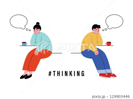 考え事をする男女 考え事をする男女 129903446