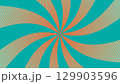 グラデーションのドットが入った緑色の歪んだ集中線 129903596