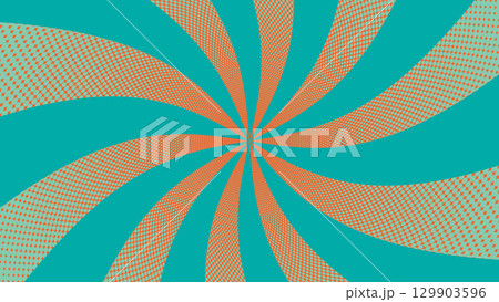 グラデーションのドットが入った緑色の歪んだ集中線 129903596