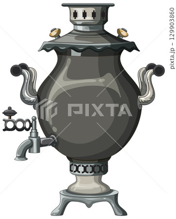 Traditional Russian Samovar Vector Illustration 129903860