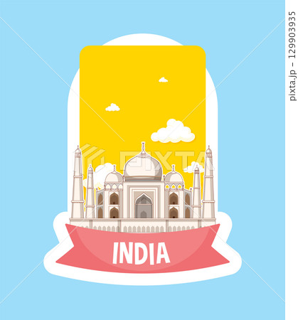 Taj Mahal Vector Illustration with Vibrant Colors Taj Mahal Vector Illustration with Vibrant Colors 129903935