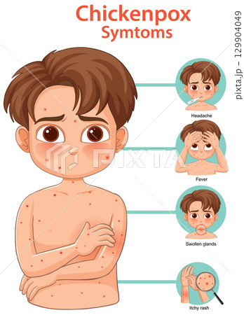 Chickenpox Symptoms in Children Illustrated Infographic Chickenpox Symptoms in Children Illustrated Infographic 129904049