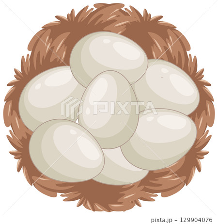 Platypus Eggs in Soft Brown Nest Top View 129904076