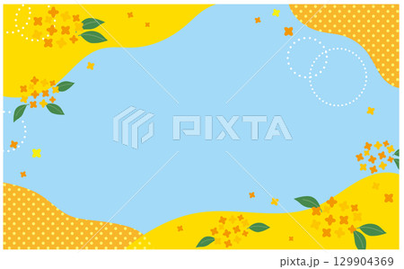 金木犀と青空の背景ベクターイラスト素材 金木犀と青空の背景ベクターイラスト素材 129904369