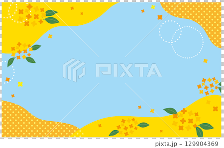 金木犀と青空の背景ベクターイラスト素材 金木犀と青空の背景ベクターイラスト素材 129904369