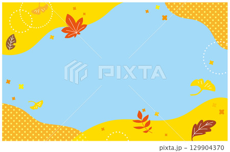 黄色とオレンジ色背景と紅葉のベクターイラスト 129904370