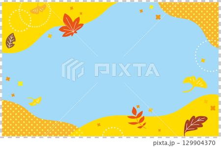 黄色とオレンジ色背景と紅葉のベクターイラスト 129904370