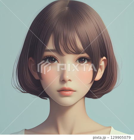 正面を向く女性のイラスト素材 [129905079] - PIXTA