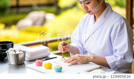 女性和菓子職人が作る美しい練り切り  女性和菓子職人が作る美しい練り切り  129905616