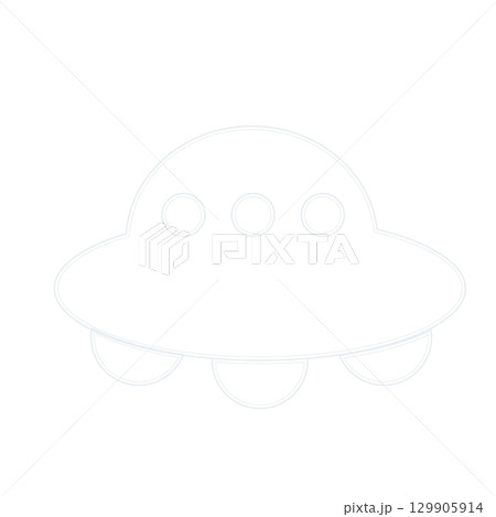 おしゃれで可愛いシンプルなライトグレーのUFOフレームイラスト 129905914