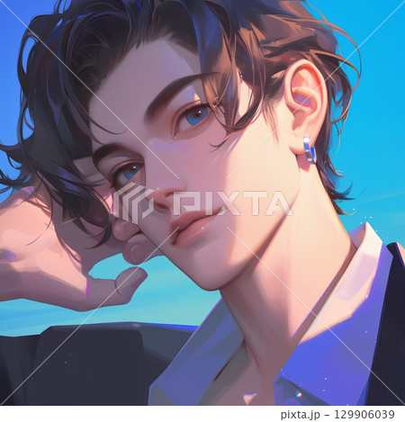 横を向く男性 129906039