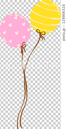 Cartoon Balloons with stripes and Hearts Doodle 129906328