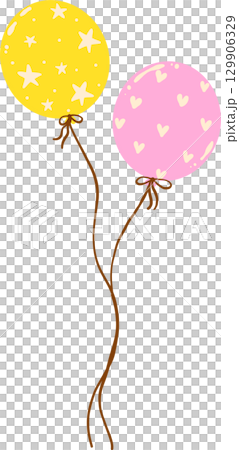 Cartoon Balloons with Stars and Hearts Graphic 129906329