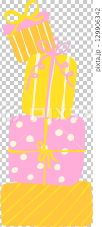 Stacked Gift Boxes with Ribbons Graphic 129906342