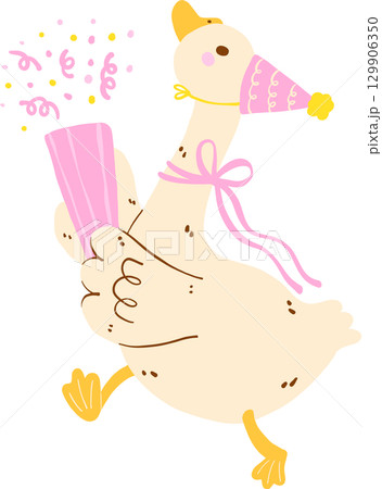 Cute Girly Goose Birthday with Cinfetti Cannon Doodle Cute Girly Goose Birthday with Cinfetti Cannon Doodle 129906350