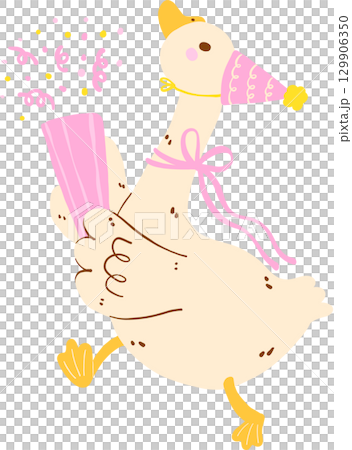Cute Girly Goose Birthday with Cinfetti Cannon Doodle Cute Girly Goose Birthday with Cinfetti Cannon Doodle 129906350