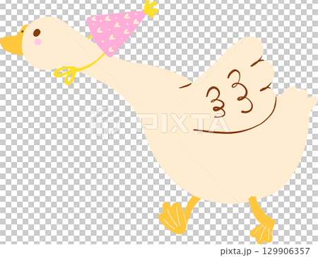 Cute Happy Girly Goose Birthday Running Doodle Cute Happy Girly Goose Birthday Running Doodle 129906357